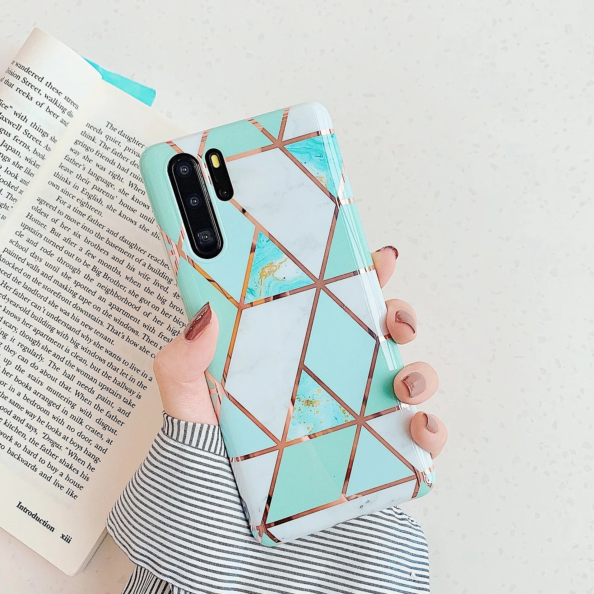 Electroplated marble pattern mobile phone case in TPU material for Huawei and Samsung smartphones