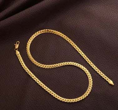 Men gold tone snake chain necklace 5mm width unisex metal geometric no pendant