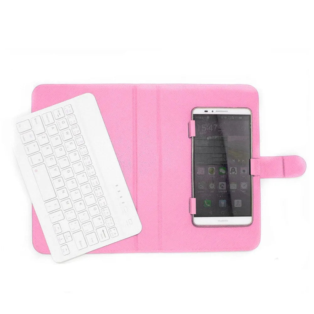 Wireless Bluetooth keyboard integrated into a protective case for mobile phones and tablets.