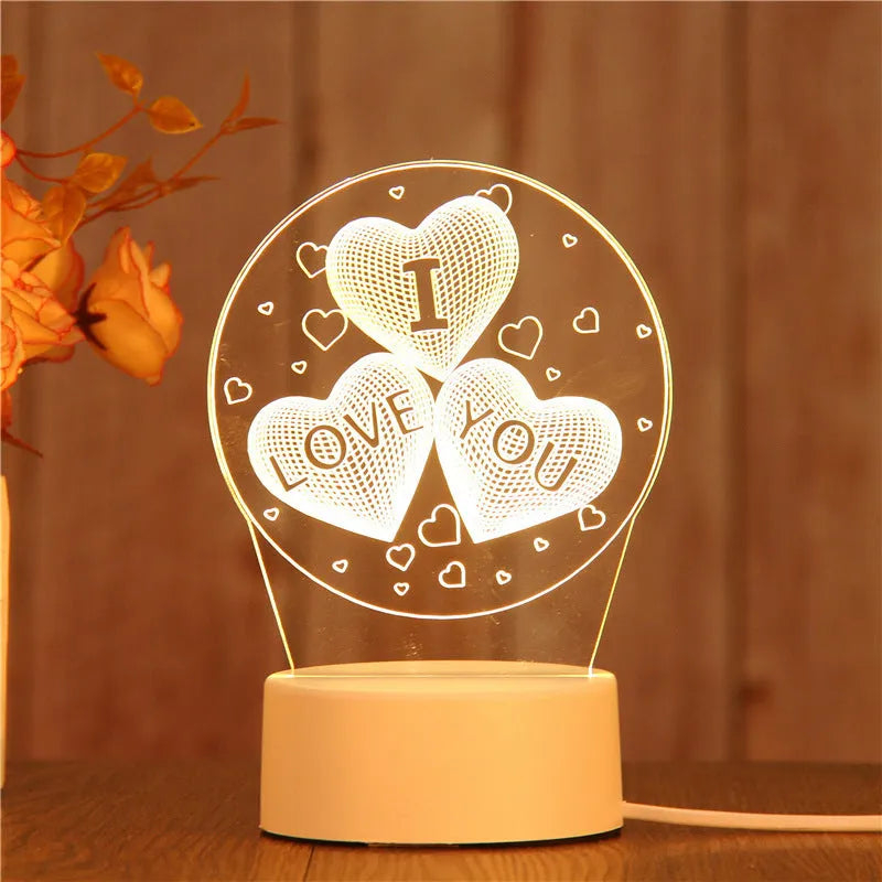 USB acrylic night light 4W touch control three colour temperatures bedside decoration 20x17.5cm