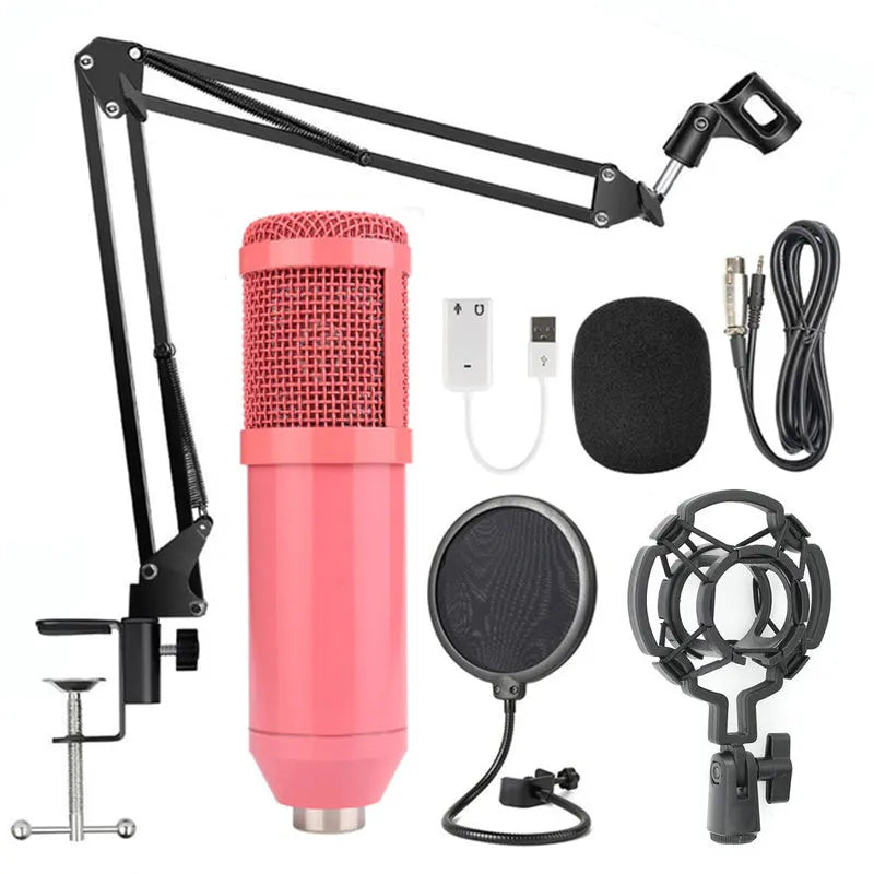 BM-800 condenser microphone in multiple colour options with electroplated mesh head