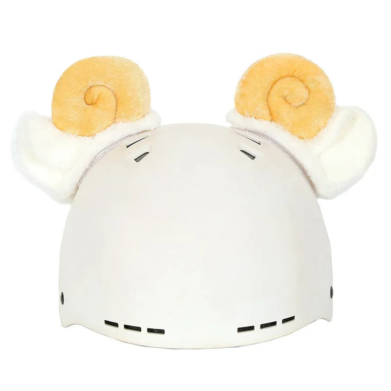 Plush fabric motorcycle helmet liner and cartoon-themed ear covers set in size M.