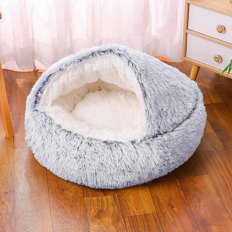 Waterproof cloth dog kennel in a semi-surrounded design shown in a gradient colour.