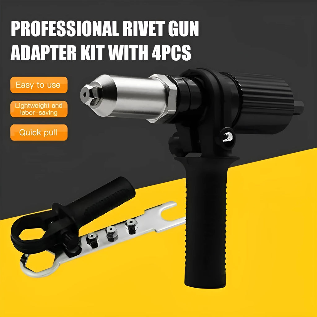 Alloy steel electric drill rivet gun adapter with four rivet heads and handle