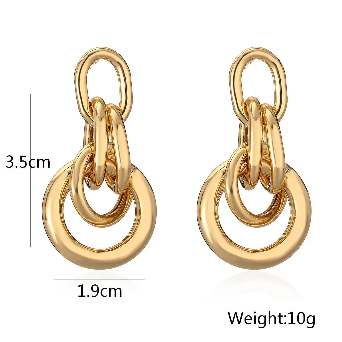 Gold geometric irregular shaped copper earrings for women, INS style statement jewellery