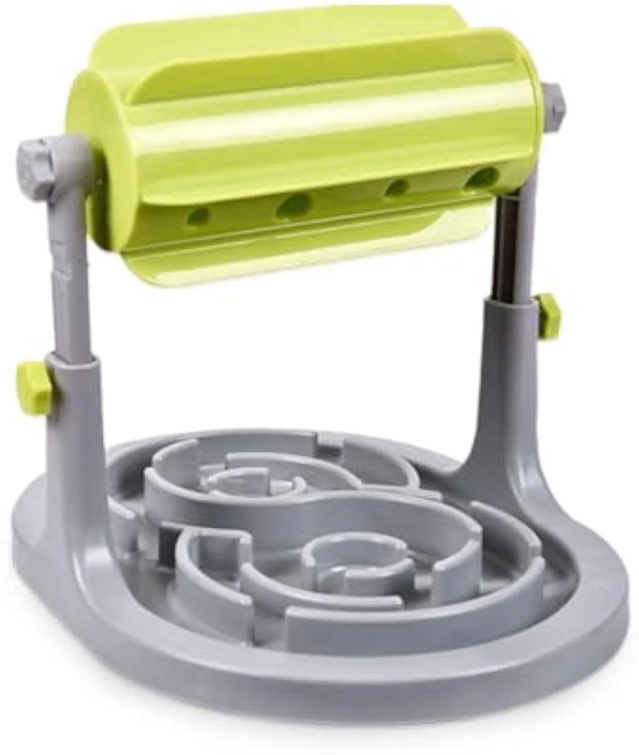 Blue adjustable height interactive pet puzzle feeder bowl with raised food tray patterns