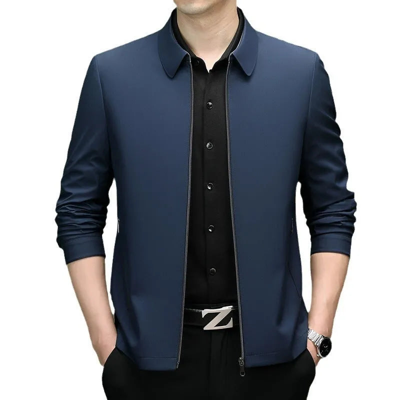 Men's solid colour light business casual jacket with lapel collar on model