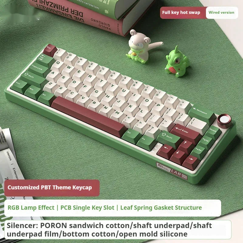 Wireless mechanical keyboard with RGB backlighting in a white colour option on a desk.