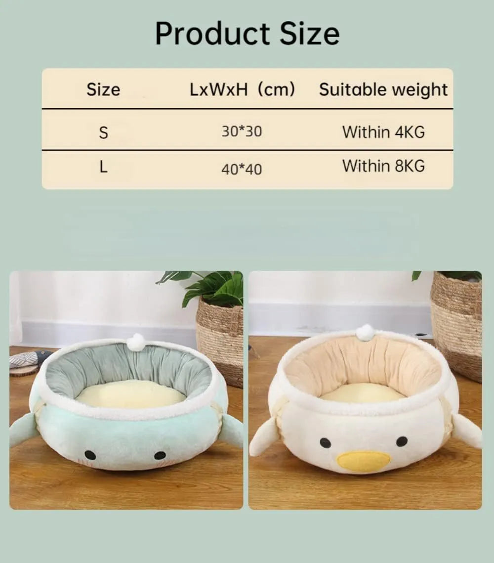 Green chick-shaped cat bed that can be used flat or hung as a hammock for small pets.
