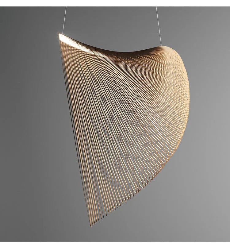 Nordic modern simple wooden LED chandelier with PMMA lampshade for dining room table