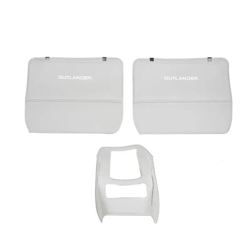 Set of three black leather anti-kick pads for Mitsubishi Outlander rear seats