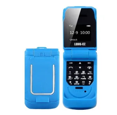 Mini flip phone in gold colour with screen less than 4.0 inches showing flip cover design