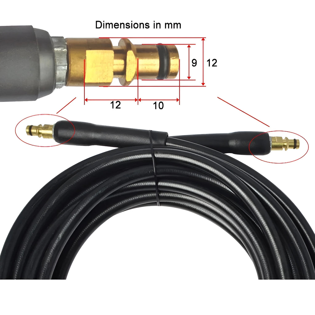 Black 10m high pressure car wash tube with copper gun head and nylon gun body for car washing