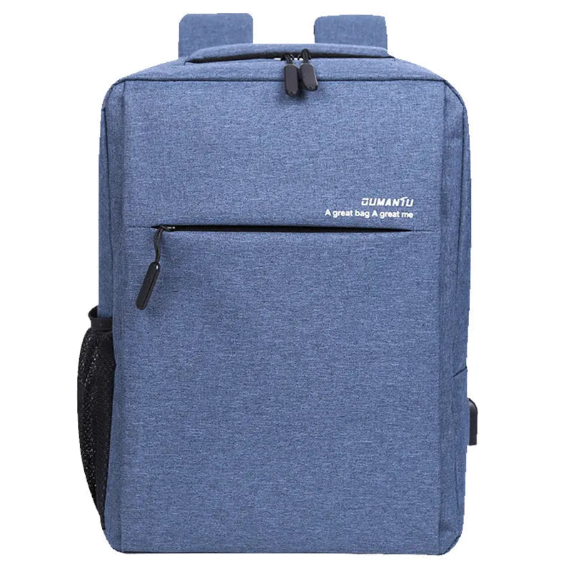 Waterproof Oxford cloth laptop backpack with shoulder straps, shown in multiple colour options.