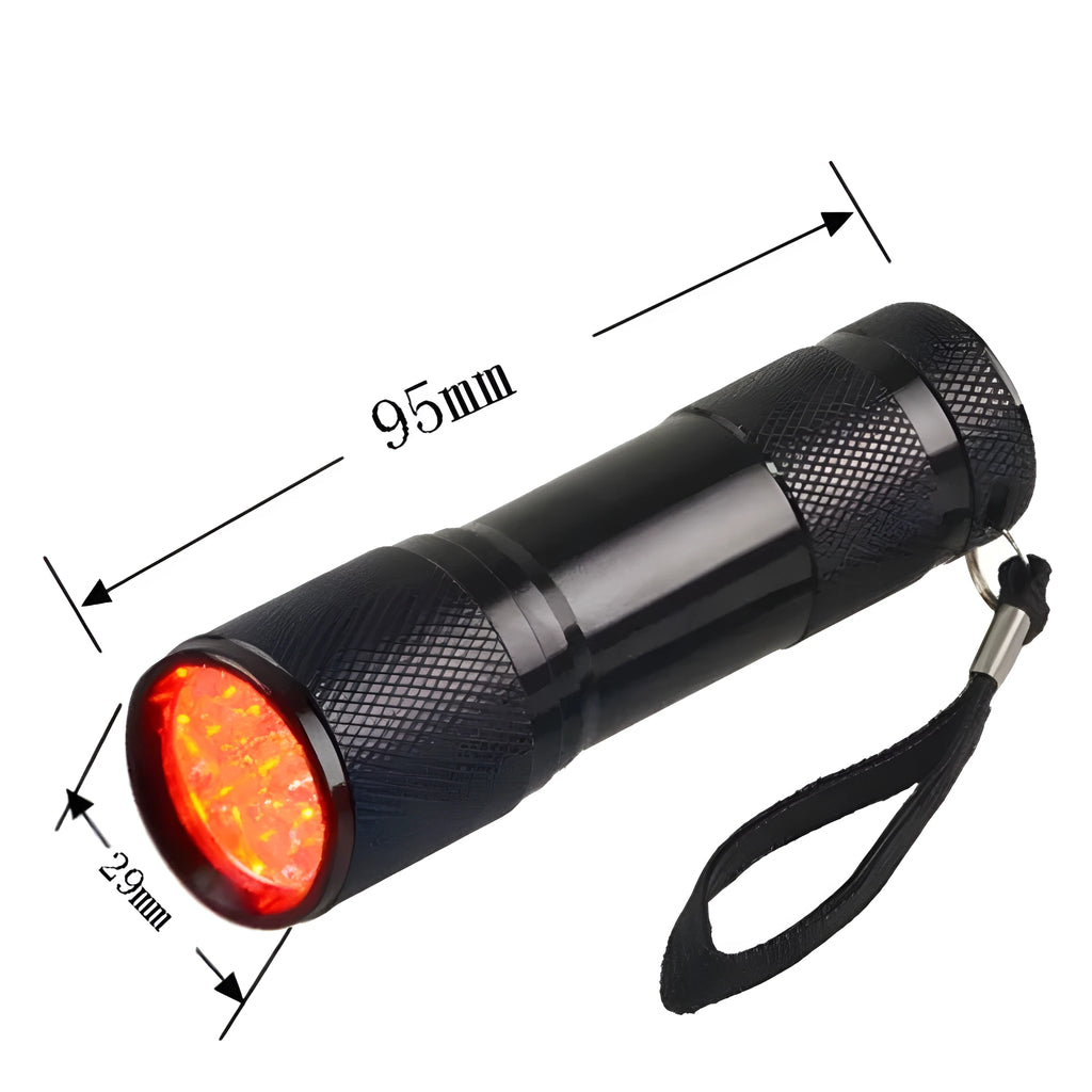 Smart vein locator medical device with black aluminium alloy body and red LED illumination