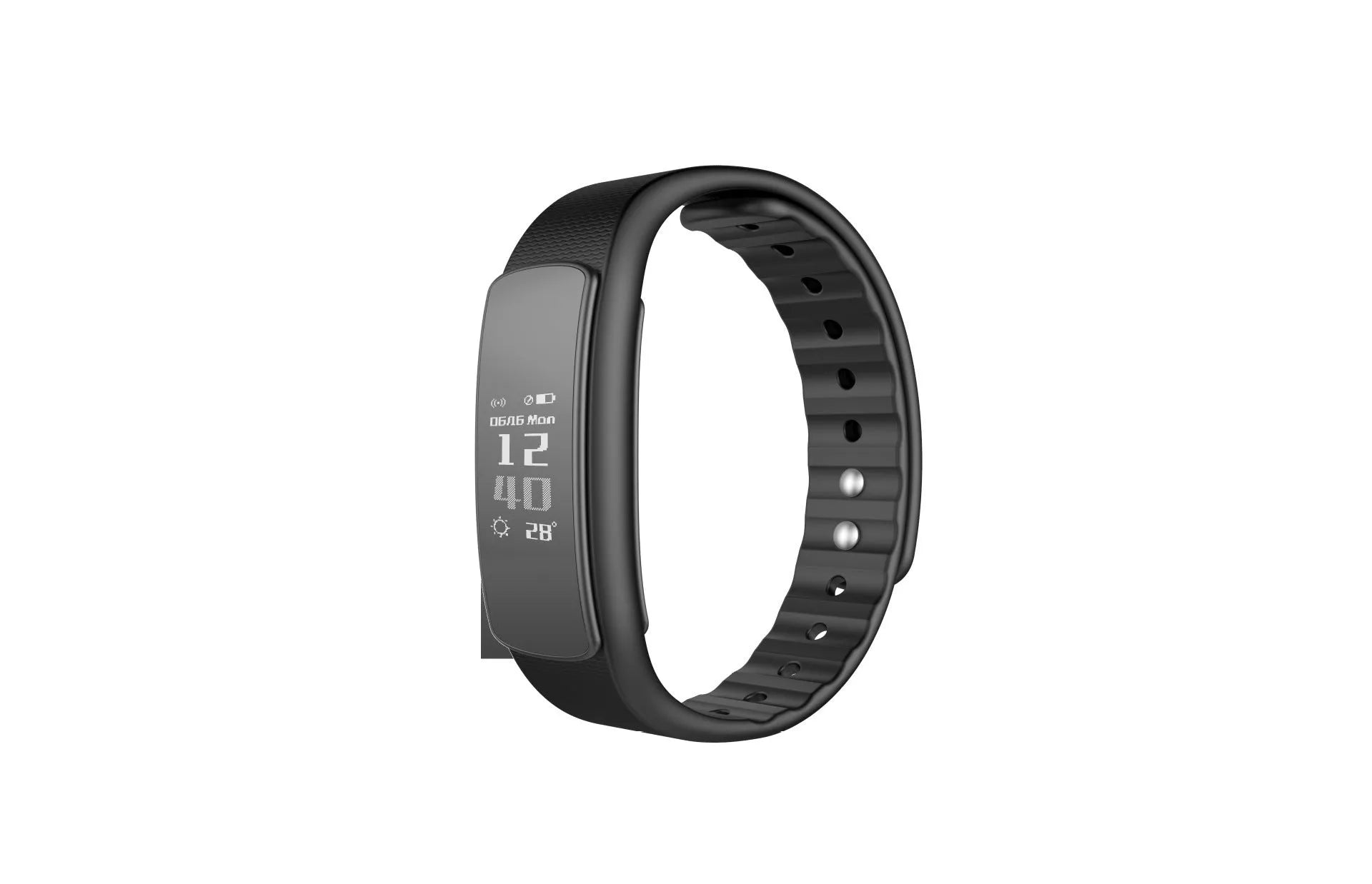 I6 smart sports bracelet with 0.96 inch screen on wrist showing fitness data display