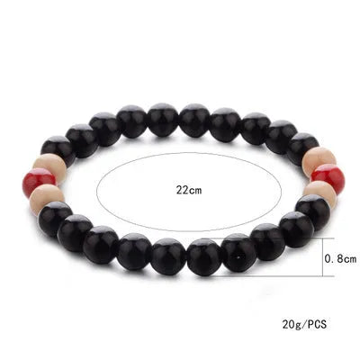 Natural lava stone beaded bracelet with ethnic style design for men and women
