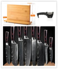 8-piece kitchen knife set with Damascus steel chef knife and multiple blade types