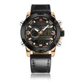Men's leather digital army military sport watch with 46.5mm round alloy case and pin buckle