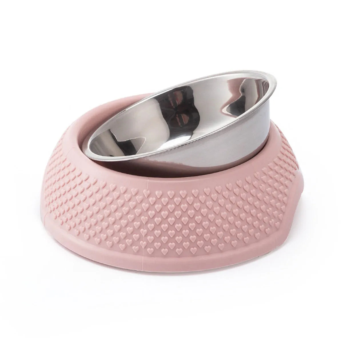 Square stainless steel pet bowl with a non-slip base in blue, green, and pink colour options