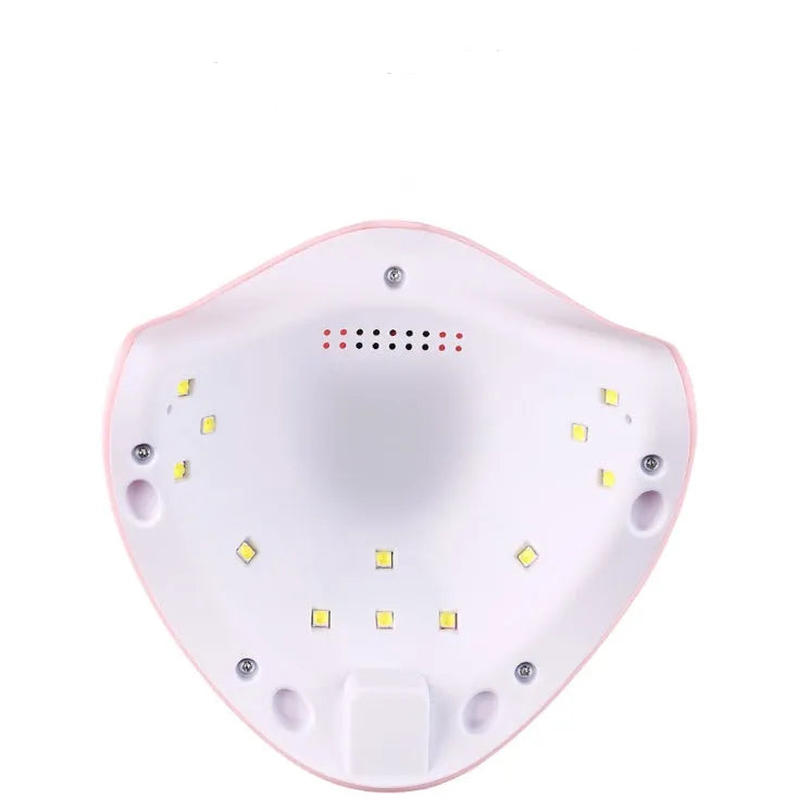 Intelligent induction nail lamp 36W with 12 LED beads, pink finish, showing auto-sensor curing chamber