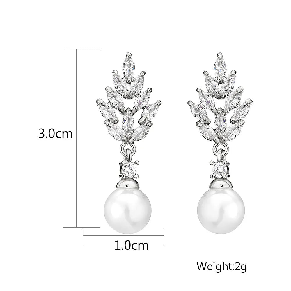Geometric flower earrings with micro inlaid zircon stones in gold, platinum or rose gold plating