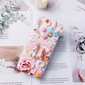 3D silicone phone case with cute pink rabbit design for iPhone, front view