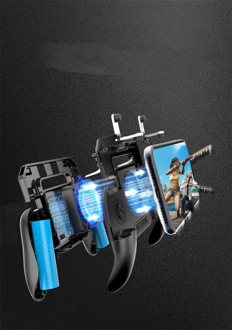 Black mobile phone game controller with USB connection and aluminium alloy construction