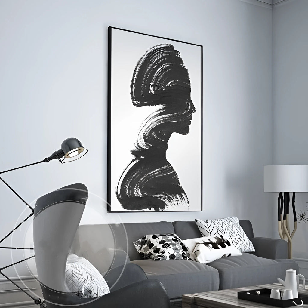 Modern character pattern frameless wall painting on non-woven fabric, 60x40cm, living room decoration