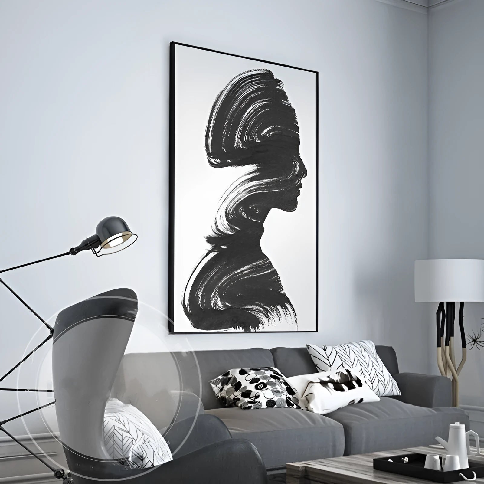 Modern character pattern frameless wall painting on non-woven fabric, 60x40cm, living room decoration