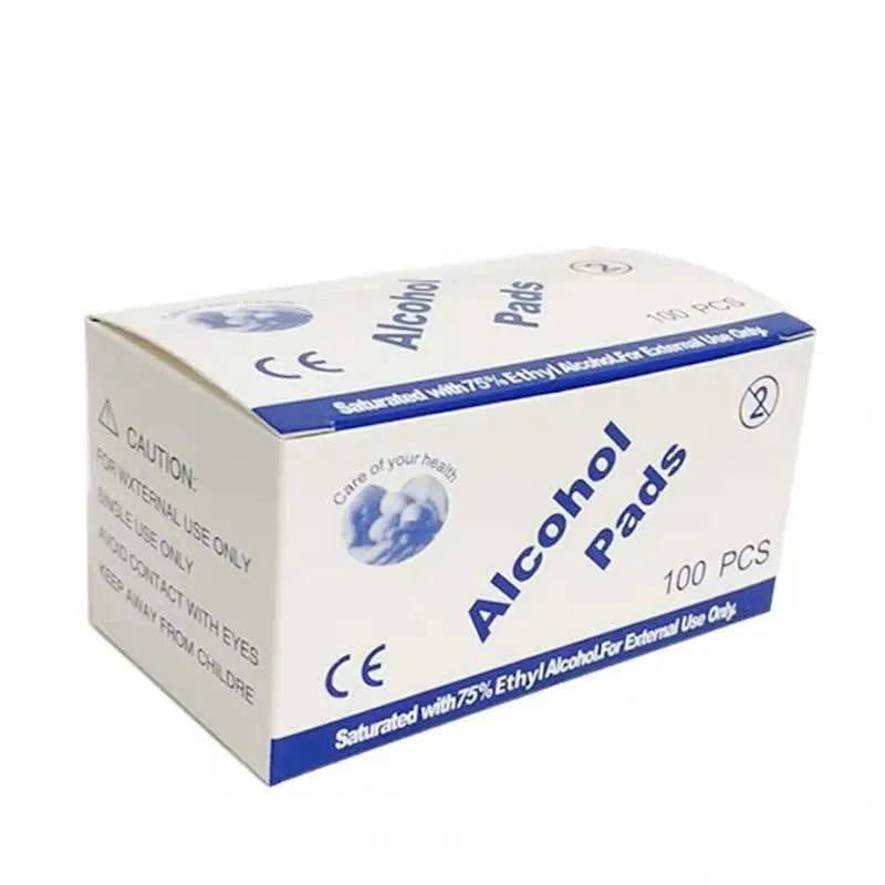Pack of 100 individually wrapped alcohol sanitiser wipes with 70% isopropyl alcohol
