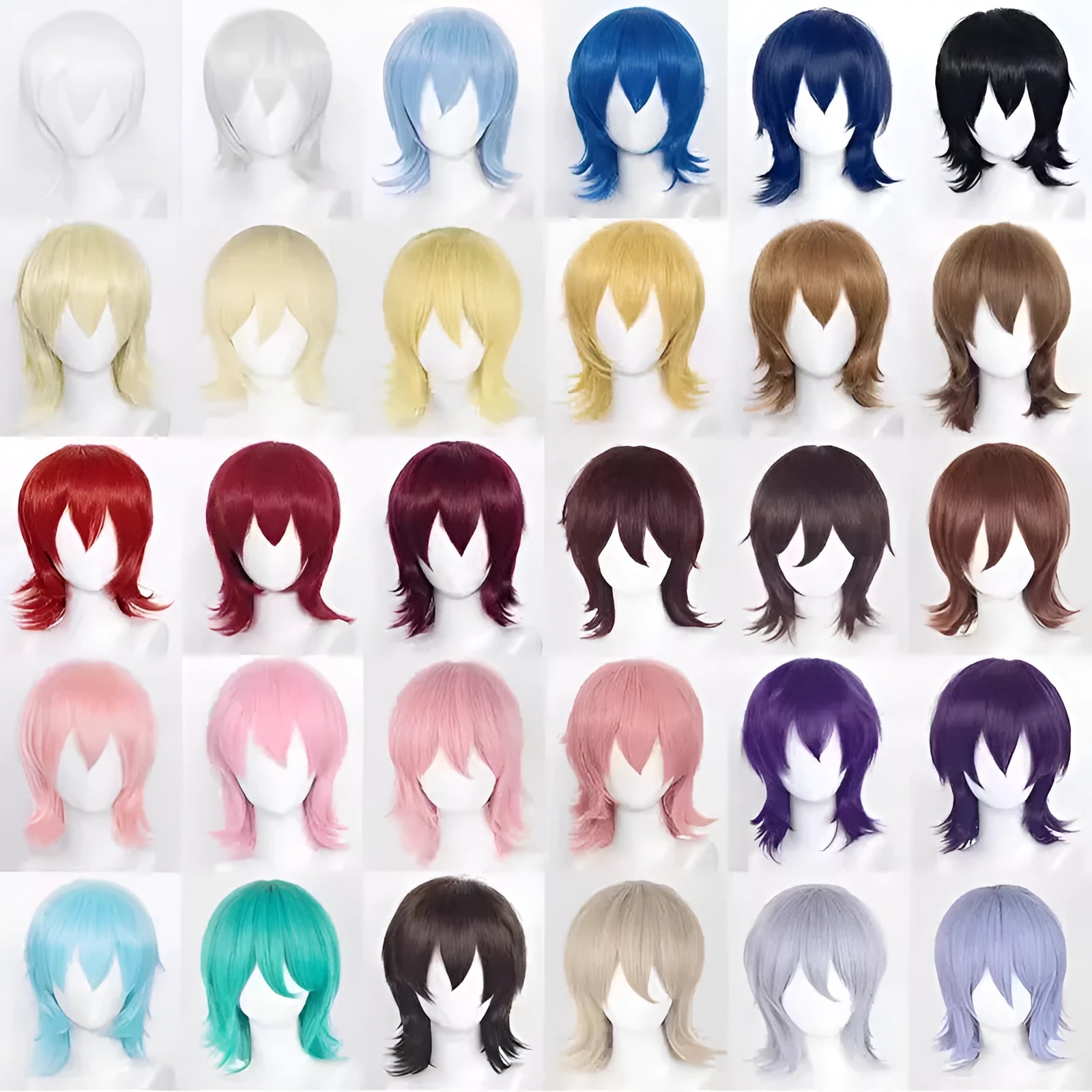 Short cosplay wig for men with lengthened tail and anti-curling mechanism in anime style