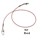 Ten green anti-bite steel wire fishing leaders with double buckle pins, each 54cm long, laid out straight.