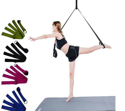 Adjustable yoga lacing belt in military green colour with easy-release buckle, 3m length