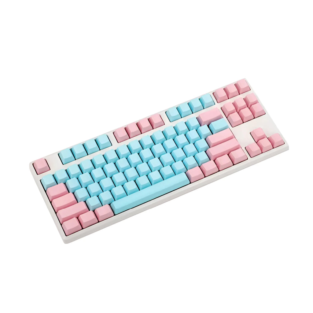 Full set of pink PBT keycaps with side-printed legends, 1.5mm thickness, for mechanical keyboards