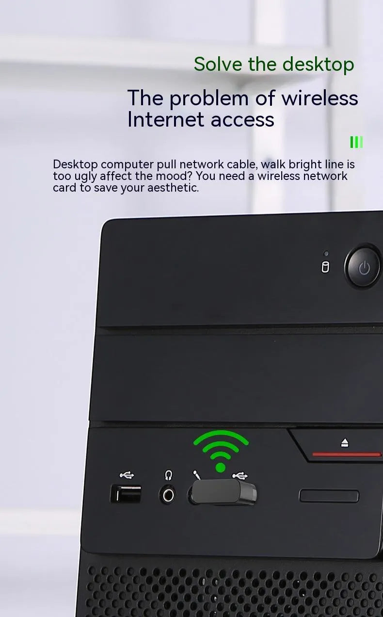 Black two-in-one USB WiFi Bluetooth adapter with nickel-plated connector for desktop and laptop