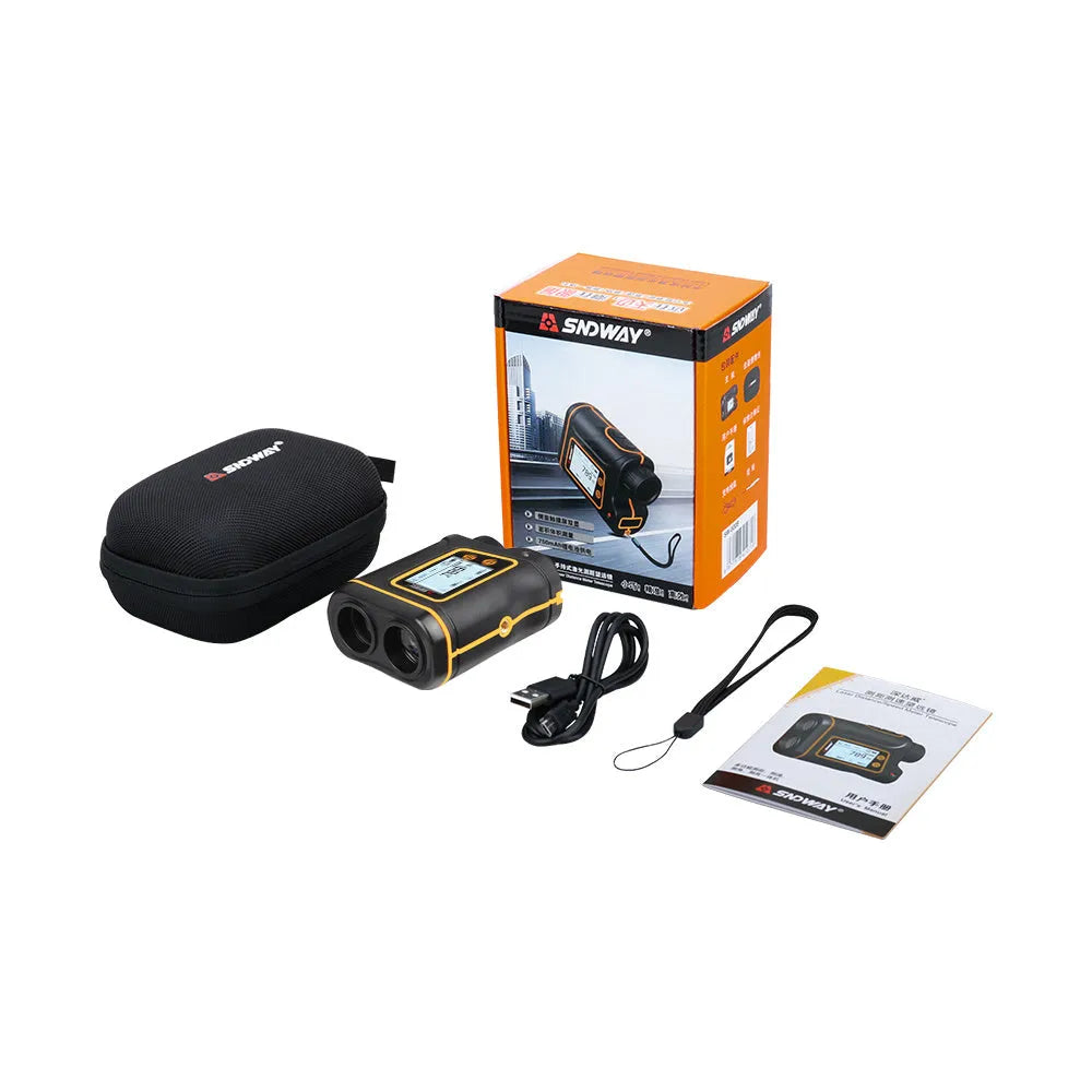 SW series handheld golf rangefinder showing compact black design with measurement display