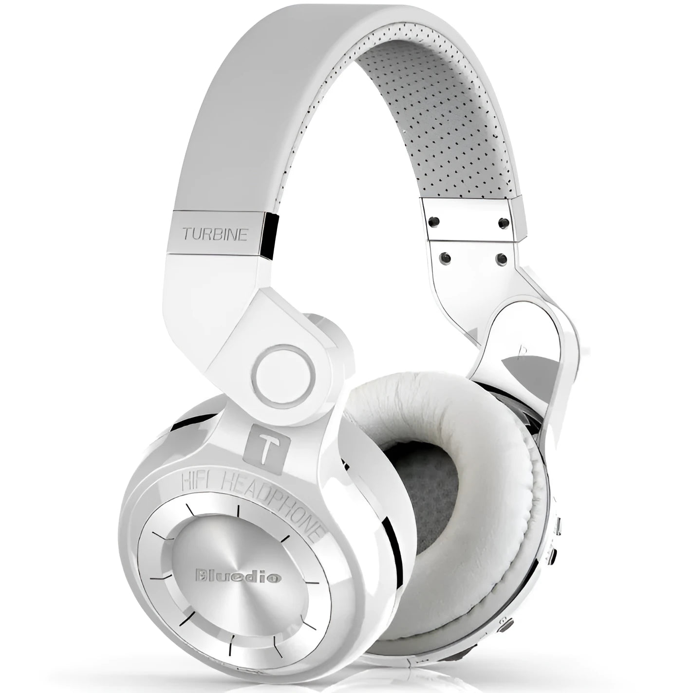 Blue String T2 black and white Bluetooth headphones with folding metal design and 1.5m cable