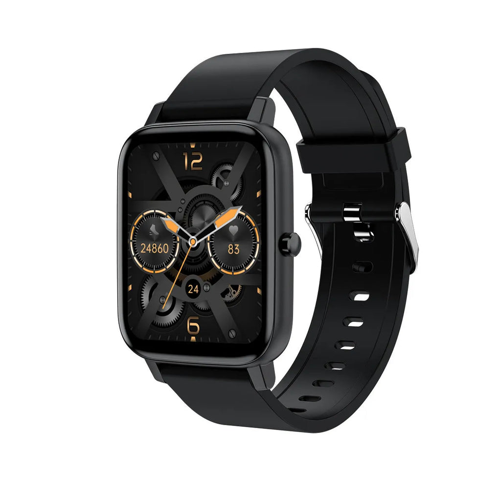 H80 black sports smart watch with silicone strap showing heart rate graph on touch screen
