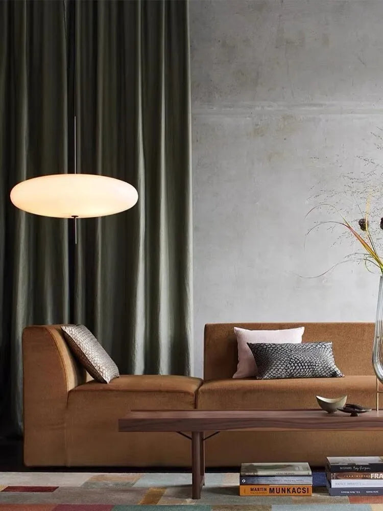 Nordic modern art retro designer UFO chandelier light in all white or black and white finish