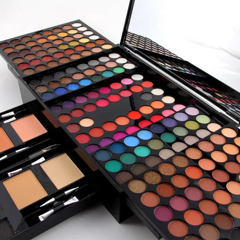 180 colour eyeshadow blush set in piano-shaped makeup palette box with multiple colour pans