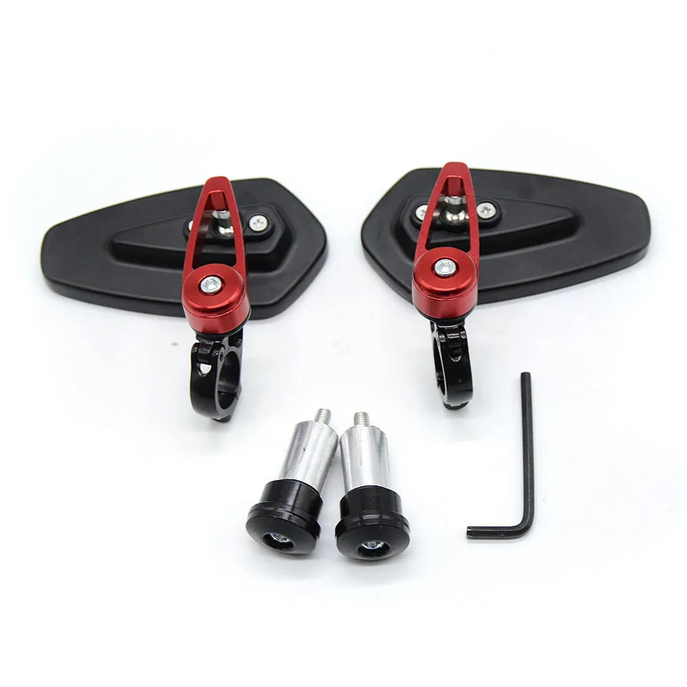 Aluminium alloy CNC motorcycle rearview mirror for 22mm handlebars in black with blue glass