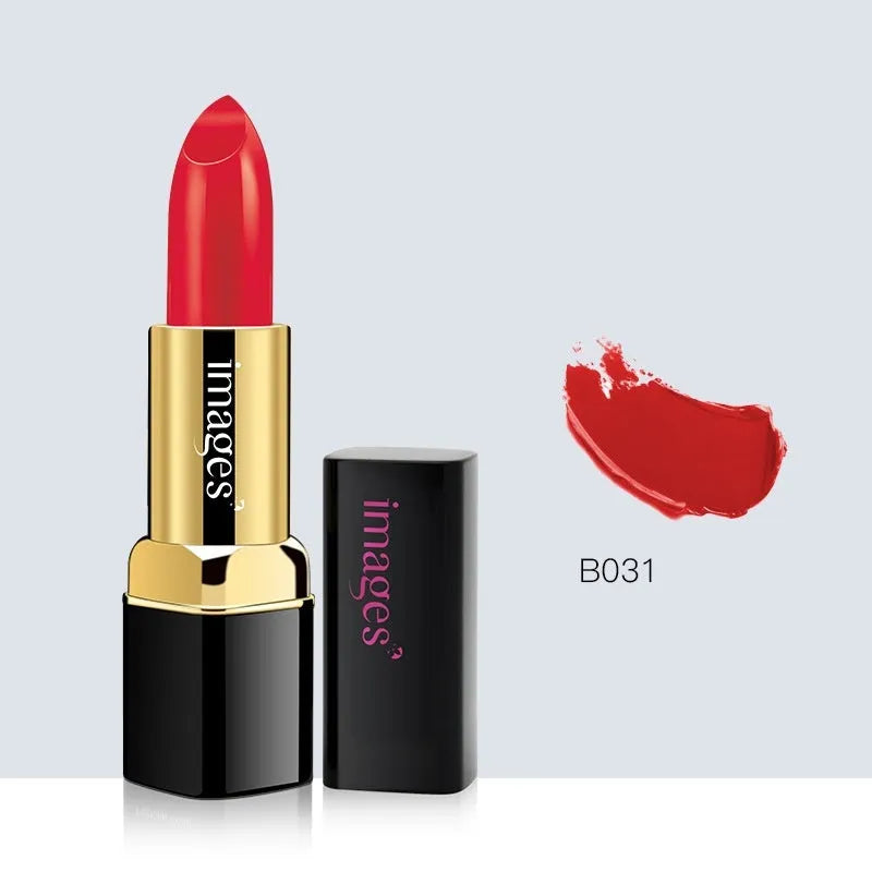 Moisturising lipstick lip gloss stick in 3.8g size, shown in a range of ten colours