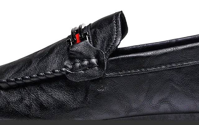 Men's Doudou casual shoes with black PU upper and rubber sole on a light background