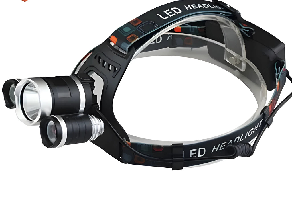 Aluminium alloy rechargeable headlamp with adjustable headband and bright LED light.