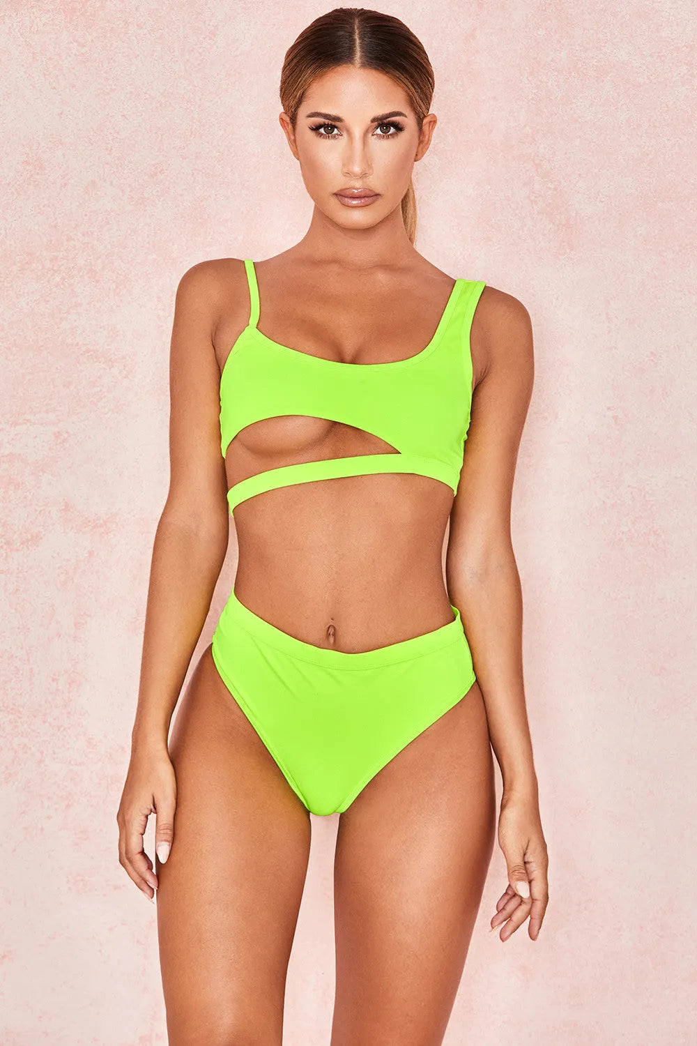 Women's solid colour one-piece swimsuit with chest pad in black, front view