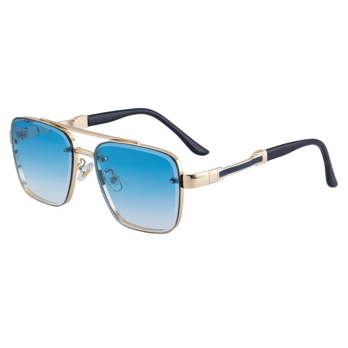 Men's vintage sunglasses with UV protection in retro colours including gradient blue and gold double grey