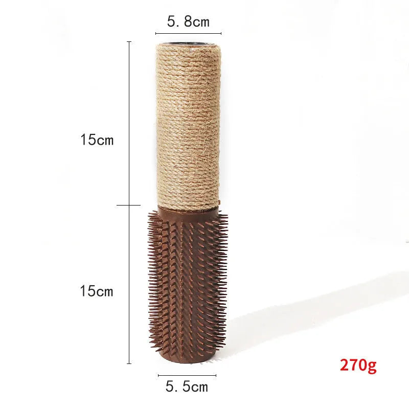 Brown sisal cat scratching post measuring 30cm tall with square base
