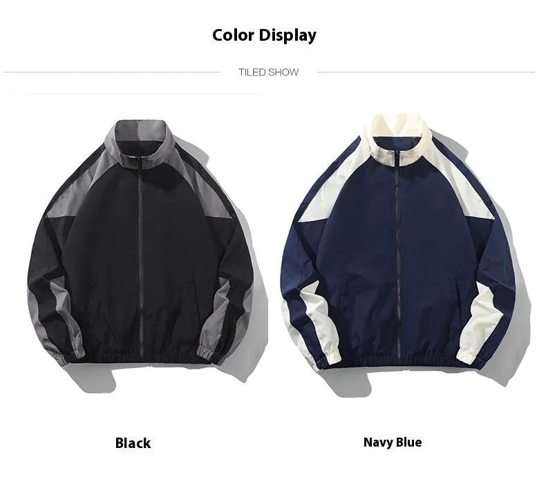 Men's casual jacket with stitching contrast colour pattern and side seam pockets