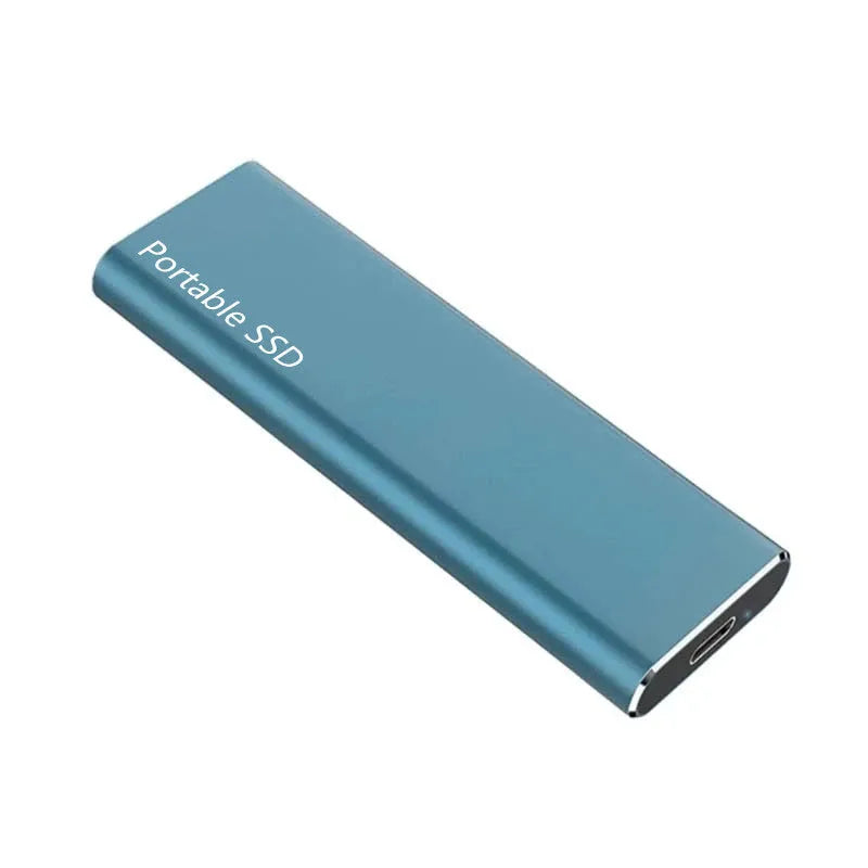 Ultra-thin metal mobile SSD external hard drive showing red colour option with capacity size display